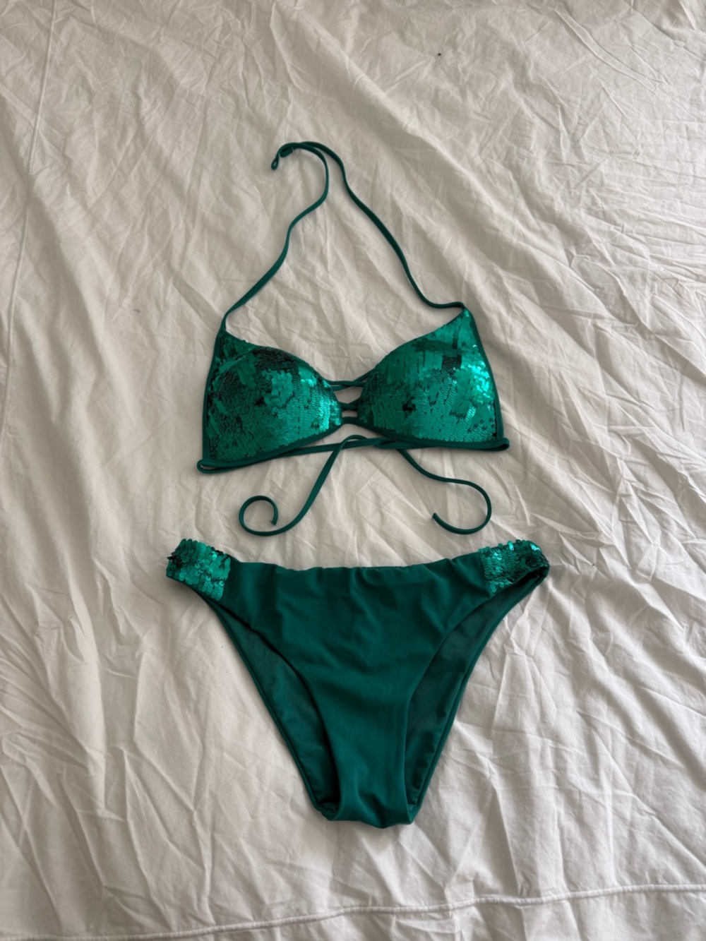 Calzedonia Emerald Green Sequin Bikini Set